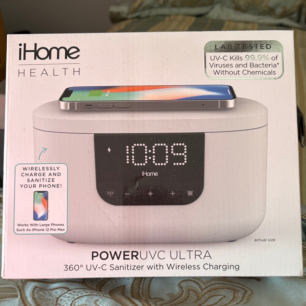 iHome White PowerUVC Ultra Charger and sanitizer